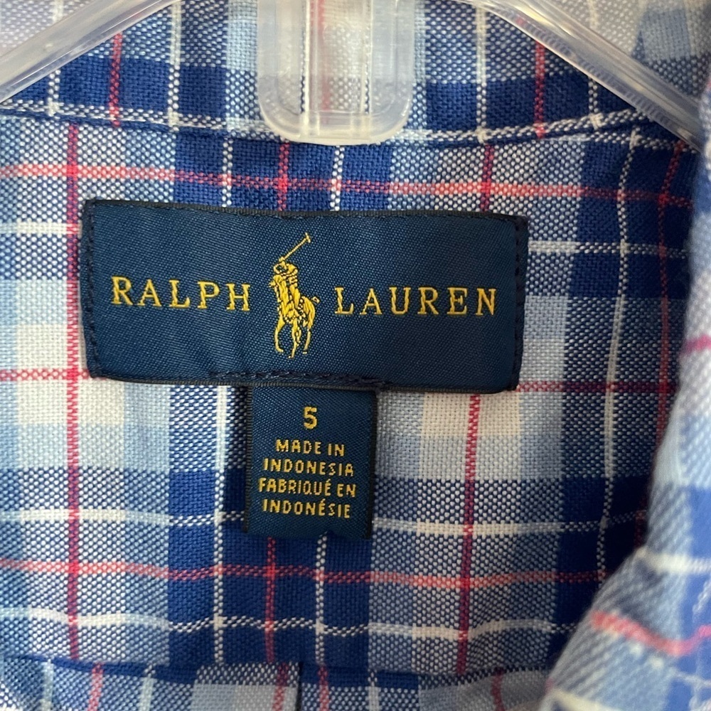Ralph Lauren Blue and Red Plaid Shirt button down size 5 - Picture 3 of 4
